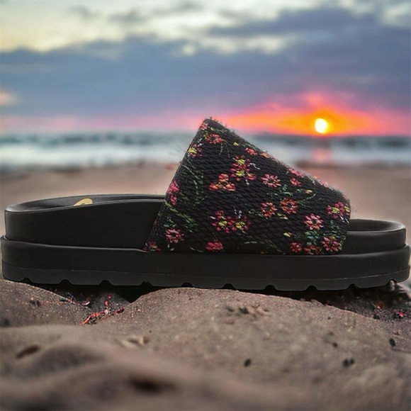 Sam Edelman Shaye Floral Faux Leather Slip On Flatform Sandals Size 10 - Picture 9 of 9